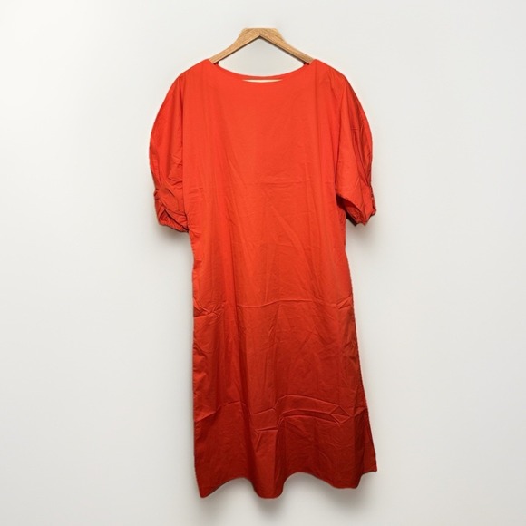 Sans & Sans Dresses & Skirts - Sans & Sans Belted Midi Dress Womens Medium Slit Scrunch Sleeve Pockets Red NWOT